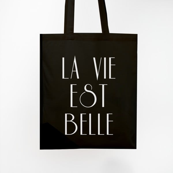 Plátená taška La Vie Est Belle Black