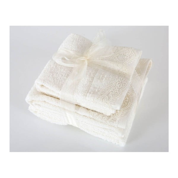 Set 2 bielych uterákov a 2 osušiek z prémiovej bavlny Belinda