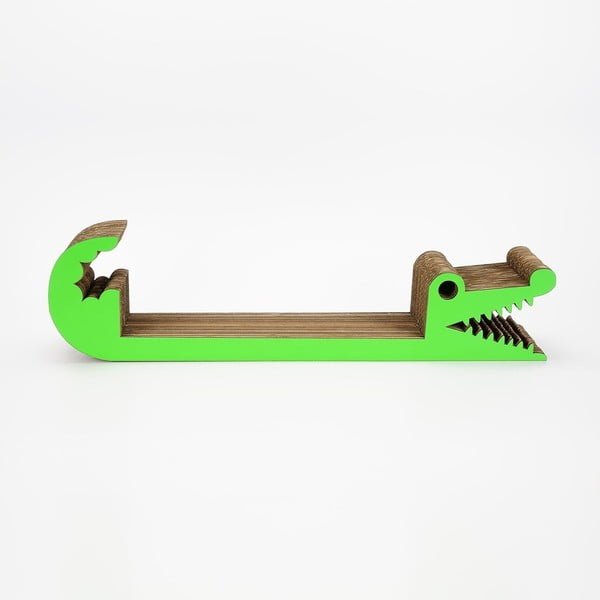 Zelená kartónová polica v tvare krokodíla Dekorjinal Pouff Croco, 68 x 17 cm