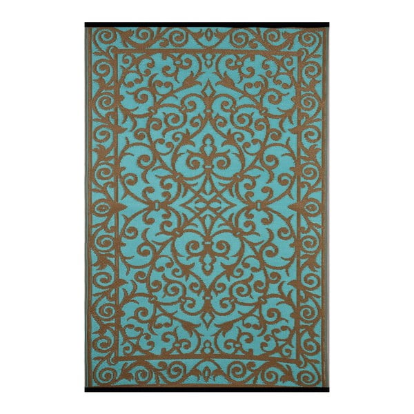 Tyrkysovo-sivý obojstranný koberec vhodný aj do exteriéru Green Decore Gala, 150 × 240 cm