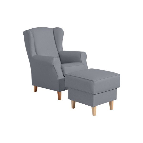Sivá podnožka z imitácie kože Max Winzer Lorris Leather Gray-image-1
