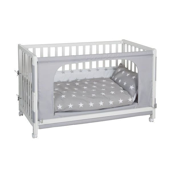 Biela postieľka na kolieskach s baldachýnom 60x120 cm Little stars – Roba-image-1