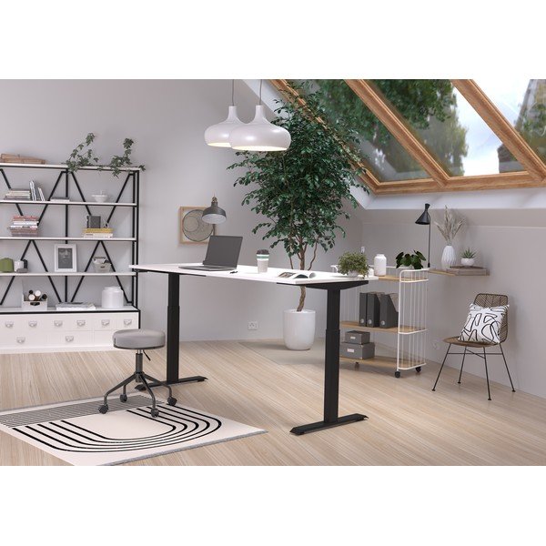 Pracovný stôl s elektricky nastaviteľnou výškou s bielou doskou 80x180 cm Jet – Germania-image-1