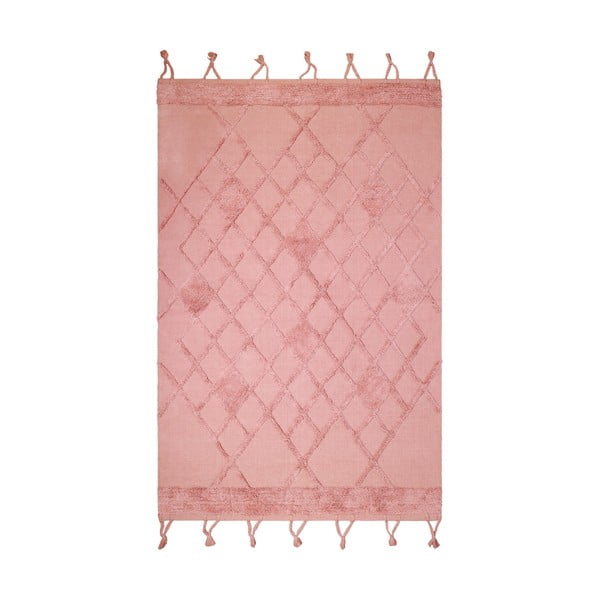 Ružový bavlnený ručne vyrobený koberec Nattiot Liege, 110 x 170 cm