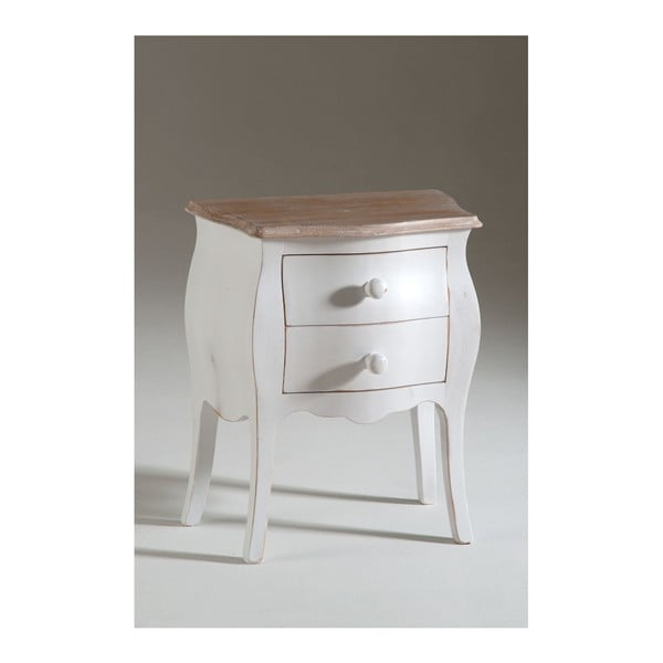 Biely drevený nočný stolík s 2 zásuvkami Castagnetti Isabelle
