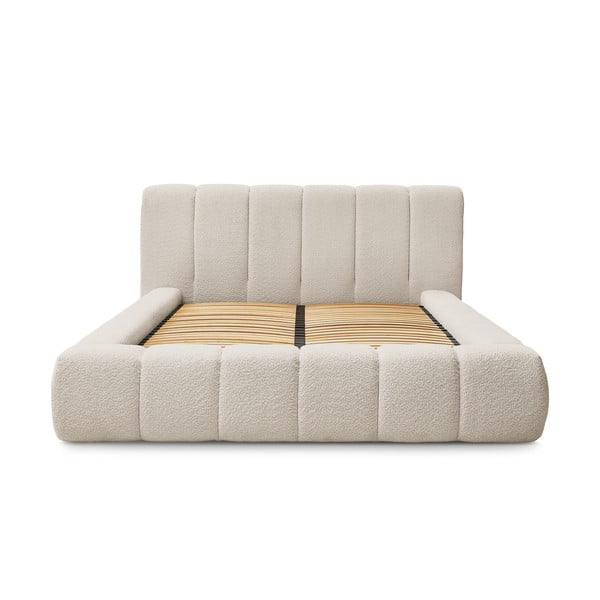 Béžová čalúnená dvojlôžková posteľ s úložným priestorom s roštom 180x200 cm Denali – Bobochic Paris-image-3