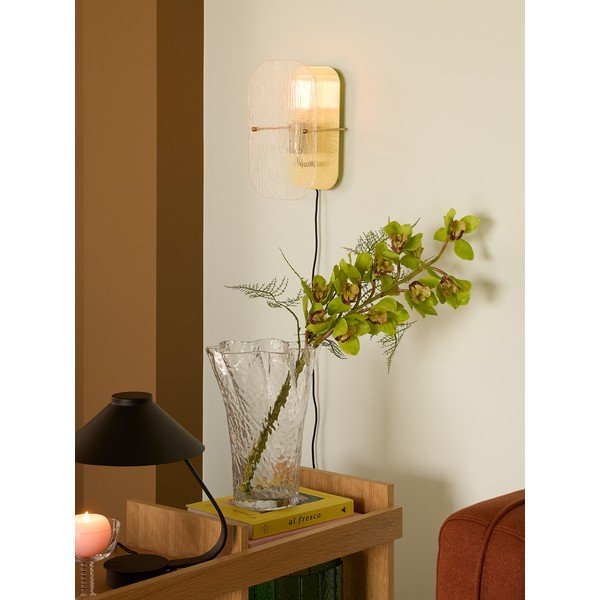 Nástenné svietidlo do zásuvky v mosadznej farbe Ruffle – Hübsch-image-1