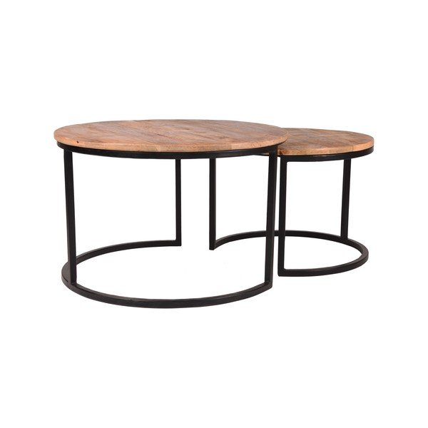 Sada 2 odkladacích stolíkov z mangového dreva LABEL51 Coffee, ⌀ 50 cm a ⌀ 70 cm-image-4
