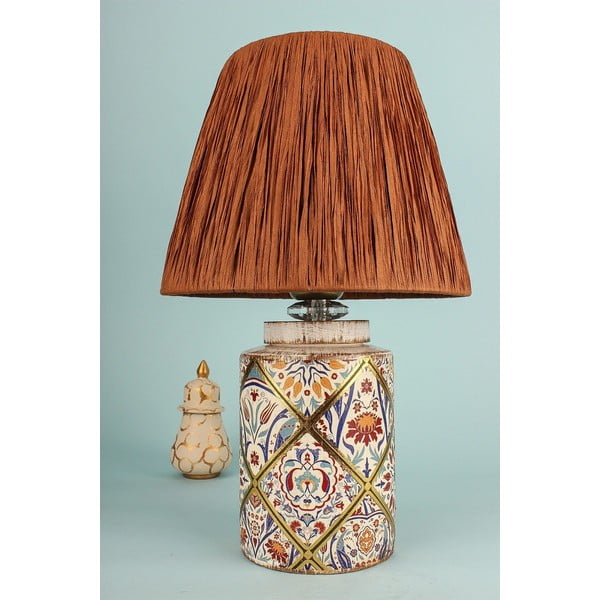 Stolová lampa v terakotovej farbe s tienidlom z papierového výpletu (výška  40 cm) Alev – Opviq lights-image-1