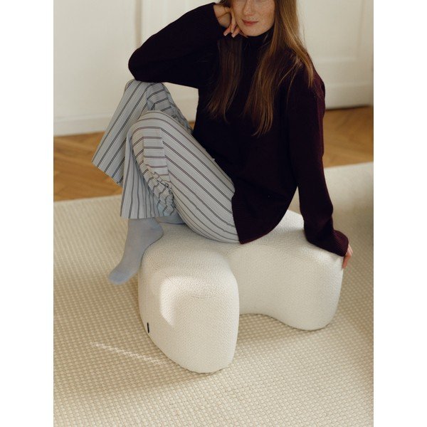 Béžový taburet z textílie buklé Ü – noo.ma-image-2