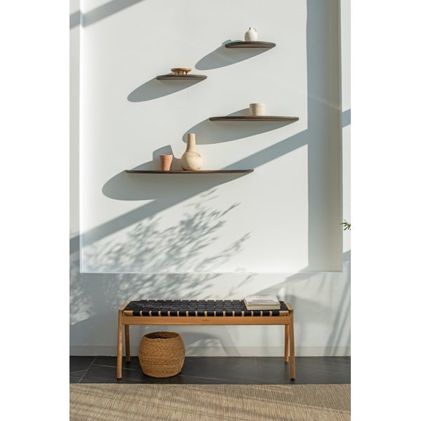 Hnedá polica z dubového dreva 100 cm Mu – Gazzda-image-4