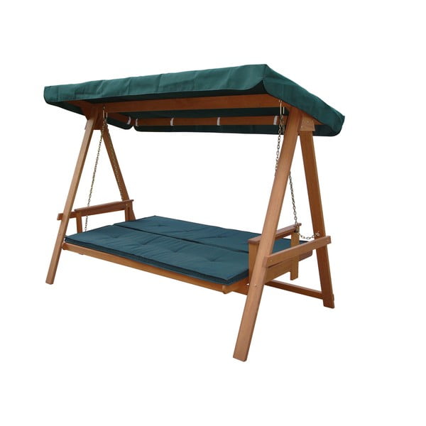 Zelená drevená záhradná hojdačka Vegas Lux - Rojaplast-image-1