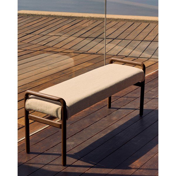 Krémová/v prírodnej farbe ženilková lavica Macaret – Kave Home-image-1