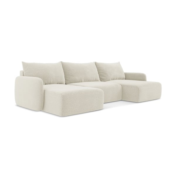 Krémovobiela rozkladacia/s úložným priestorom rohová pohovka Kalena – Makamii-image-1