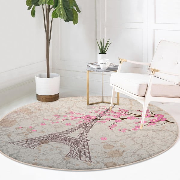 Svetloružový prateľný okrúhly koberec vhodný pre robotické vysávače ø 120 cm Comfort – Mila Home-image-3