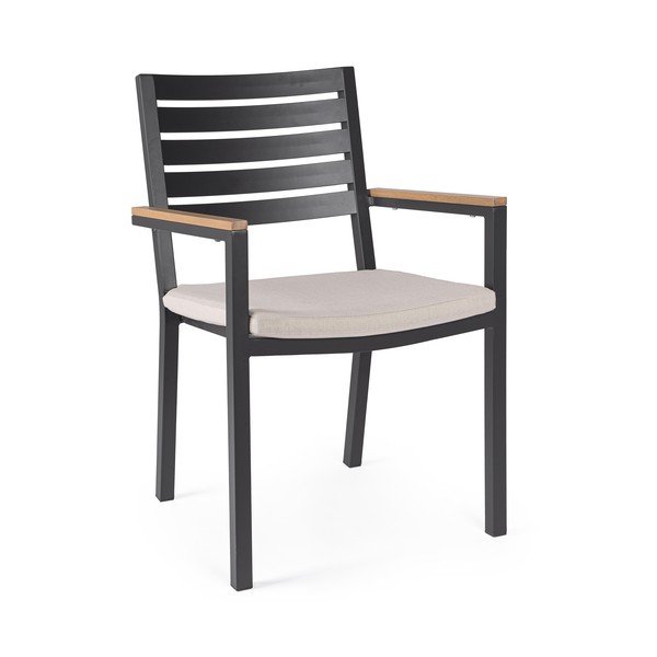 Antracitová kovová záhradná stolička Henna – Bizzotto