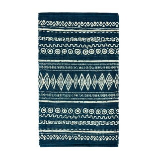 Modro-biely bavlnený koberec Webtappeti Ethnic, 55 x 110 cm