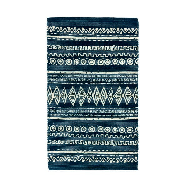 Modro-biely bavlnený koberec Webtappeti Ethnic, 55 x 140 cm