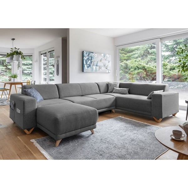 Sivá rozkladacia/s úložným priestorom rohová pohovka (pravý roh/do tvaru "U") Classy Sophie – Miuform-image-3