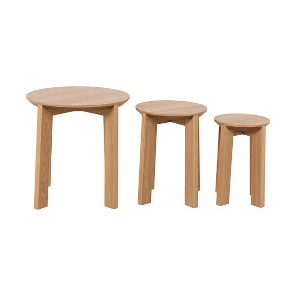 Okrúhle odkladacie stolíky v súprave 3 ks v dekore duba ø 50 cm Maxime - Actona-image-4