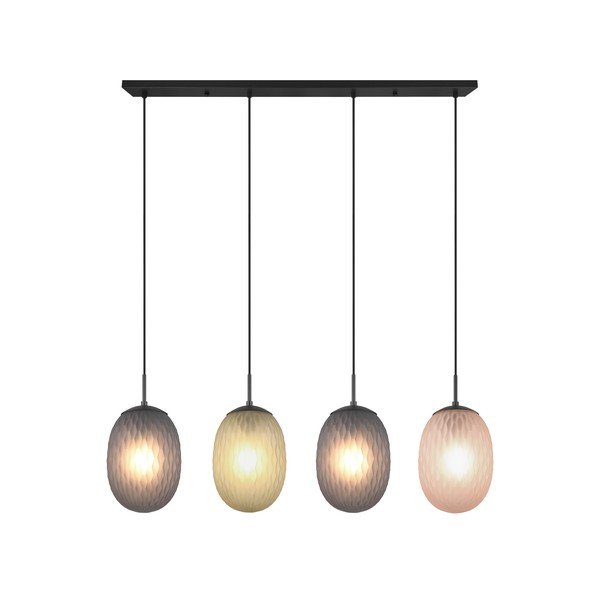 Matne čierne závesné svietidlo so skleneným tienidlom Facette – Trio-image-4