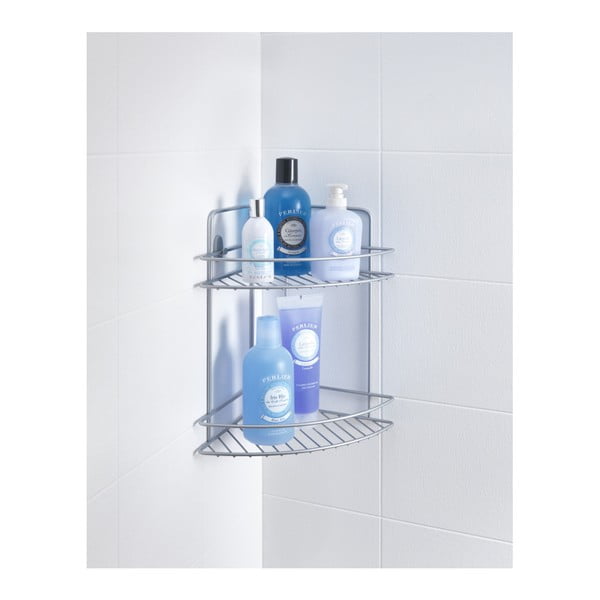Nástenná rohová kúpeľňová polička s dvoma poschodiami Metaltex Refl-image-1