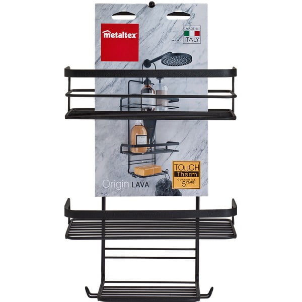 Čierna závesná kúpeľňová polica Metaltex Origin Lava-image-2