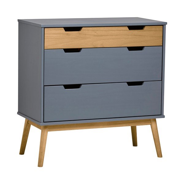 Sivá komoda z masívneho borovicového dreva Marckeric Baku, výška 82 cm-image-2