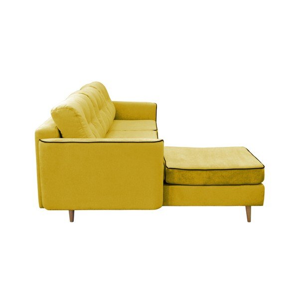 Horičicovožltá rozkladacia pohovka so svetlými nohami Mazzini Sofas Ladybird, ľavý roh-image-4