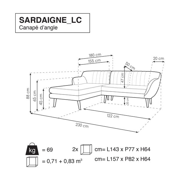 Svtloružová pohovka s leňoškou na ľavej strane Mazzini Sofas Sardaigne-image-4