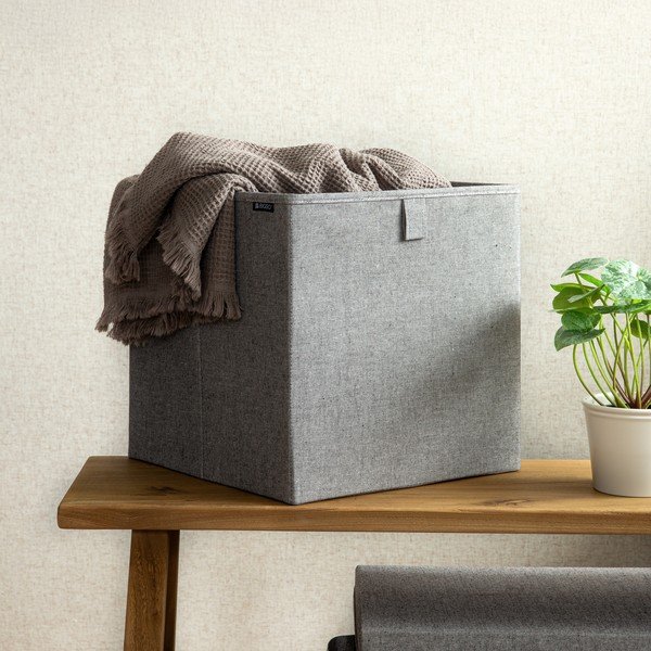 Sivý látkový úložný box 32x31,5x31,5 cm Soft Storage Cube – Bigso-image-1