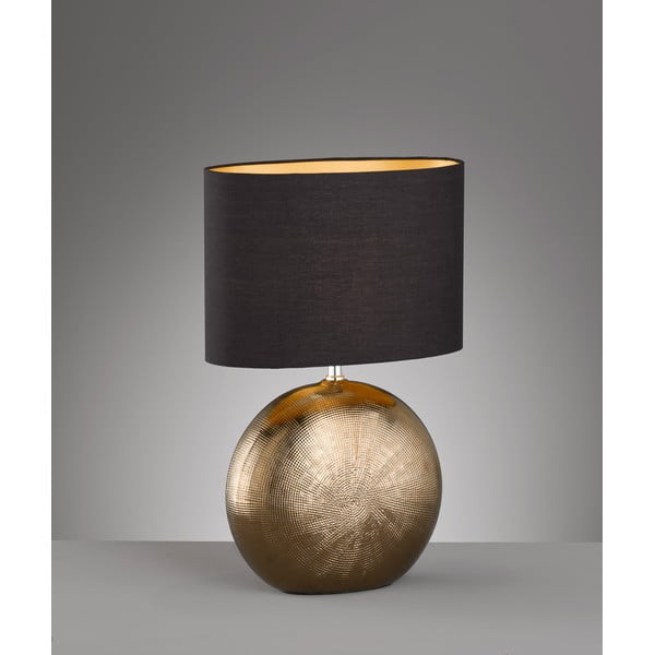 Keramická stolová lampa s textilným tienidlom v čierno-bronzovej farbe (výška 53 cm) Foro – Fischer & Honsel-image-1