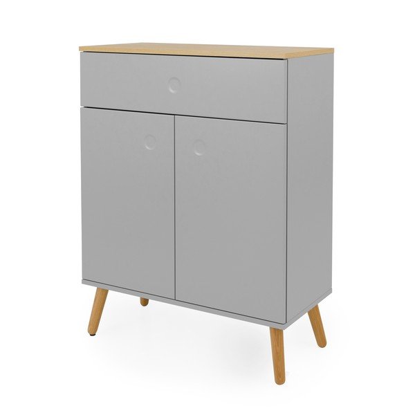 Sivá skrinka s detailmi v dekore dubového dreva Tenzo Dot, šírka 79 cm-image-1