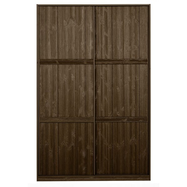 Hnedá šatníková skriňa z borovicového dreva s posuvnými dverami 139x215 cm Katoi – BePureHome