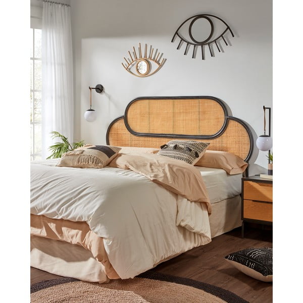 Čelo postele z ratanového dreva s černými detaily Kave Home Lalita, 170 x 120 cm-image-1