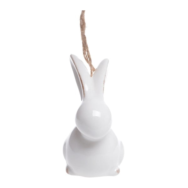 Biela keramická závesná dekorácia Ewax Bunny Swing