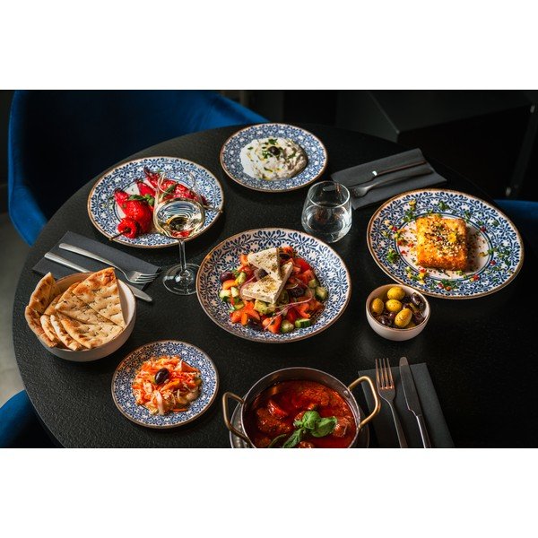 Biely/modrý porcelánový tanier ø 25 cm Azul – BonBistro-image-4