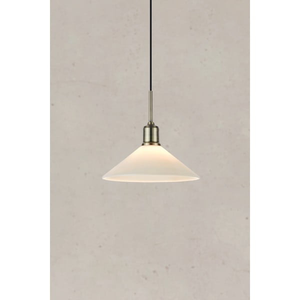 Závesné svietidlo so skleneným tienidlom v bielo-mosadzovej farbe ø 25 cm Vela – Markslöjd-image-4