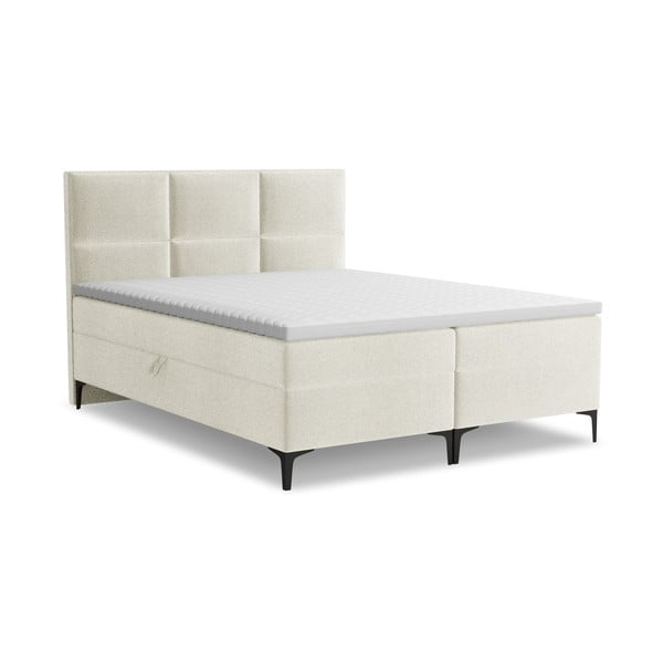 Béžová boxspring posteľ s úložným priestorom 140x200 cm Pakalana – Makamii