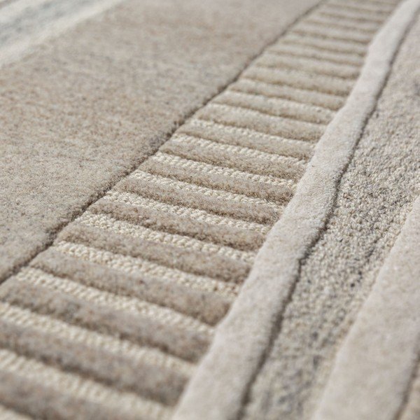 Sivobéžový ručne tkaný vlnený behúň 80x300 cm Lira  – Flair Rugs-image-3