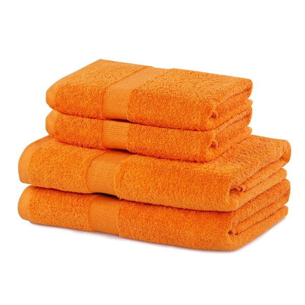 Oranžové froté bavlnené uteráky a osušky v súprave 4 ks Marina – DecoKing