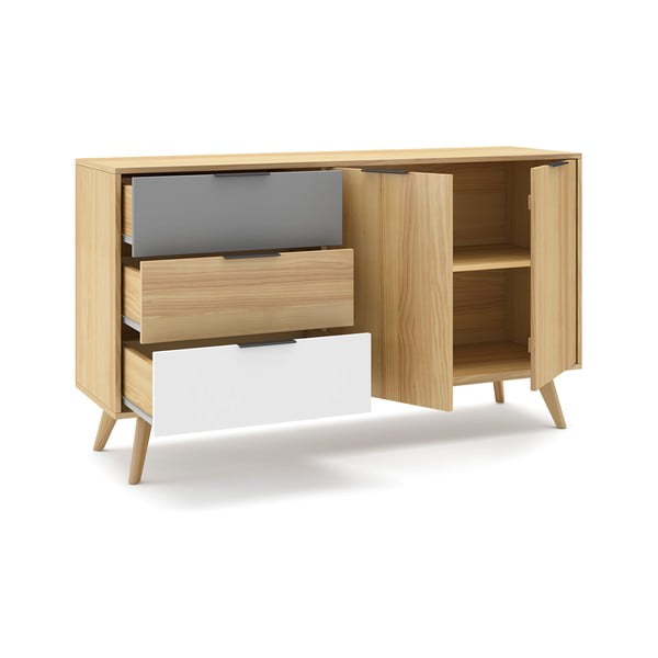 Nízka komoda z borovicového dreva v prírodnej farbe 140x81 cm Elfa - Marckeric-image-4