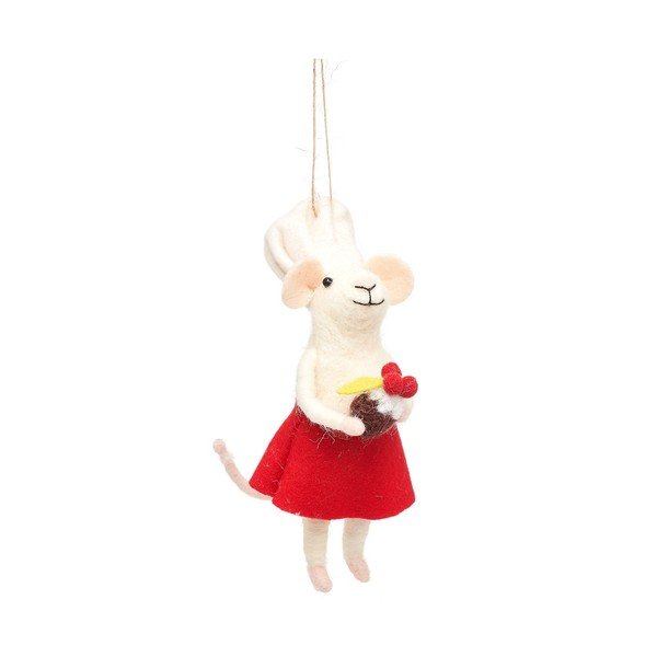 Vlnená ručne vyrobená vianočná ozdoba 14 cm Mary Baker Mouse – Sass & Belle