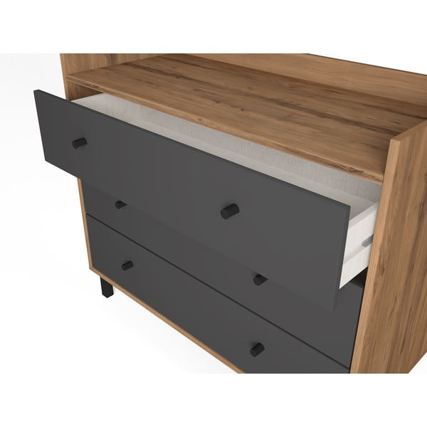 Sivá nízka komoda v dekore orecha 92x75 cm Malta - Marckeric-image-3