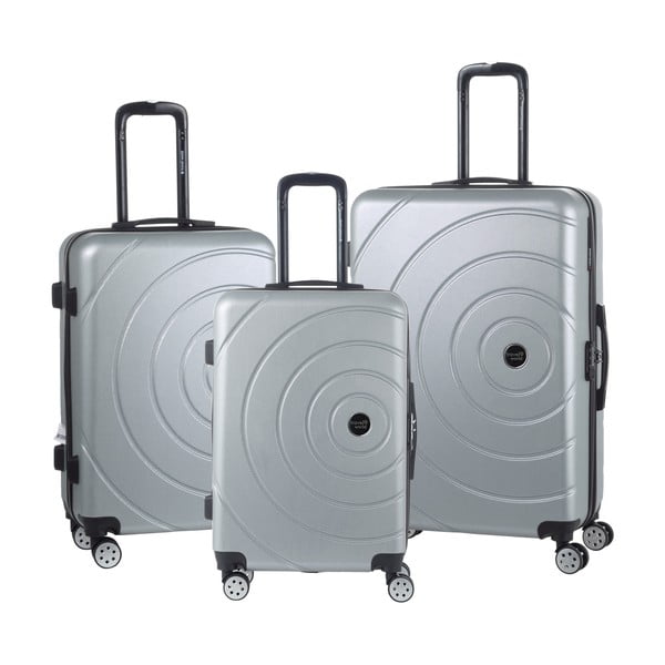 Sada 3 svetlosivých cestovných kufrov na kolieskách Travel World