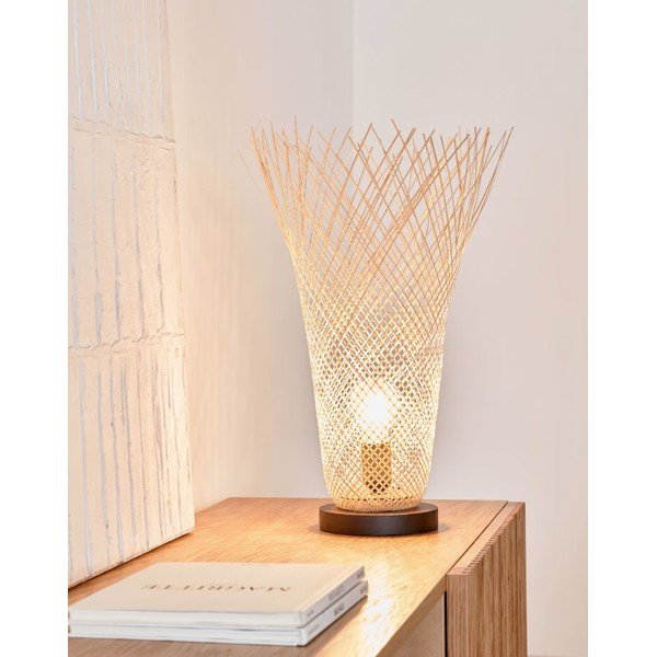 Bambusová stolová lampa v prírodnej farbe s bambusovým tienidlom (výška 50 cm) Citalli - Kave Home-image-1