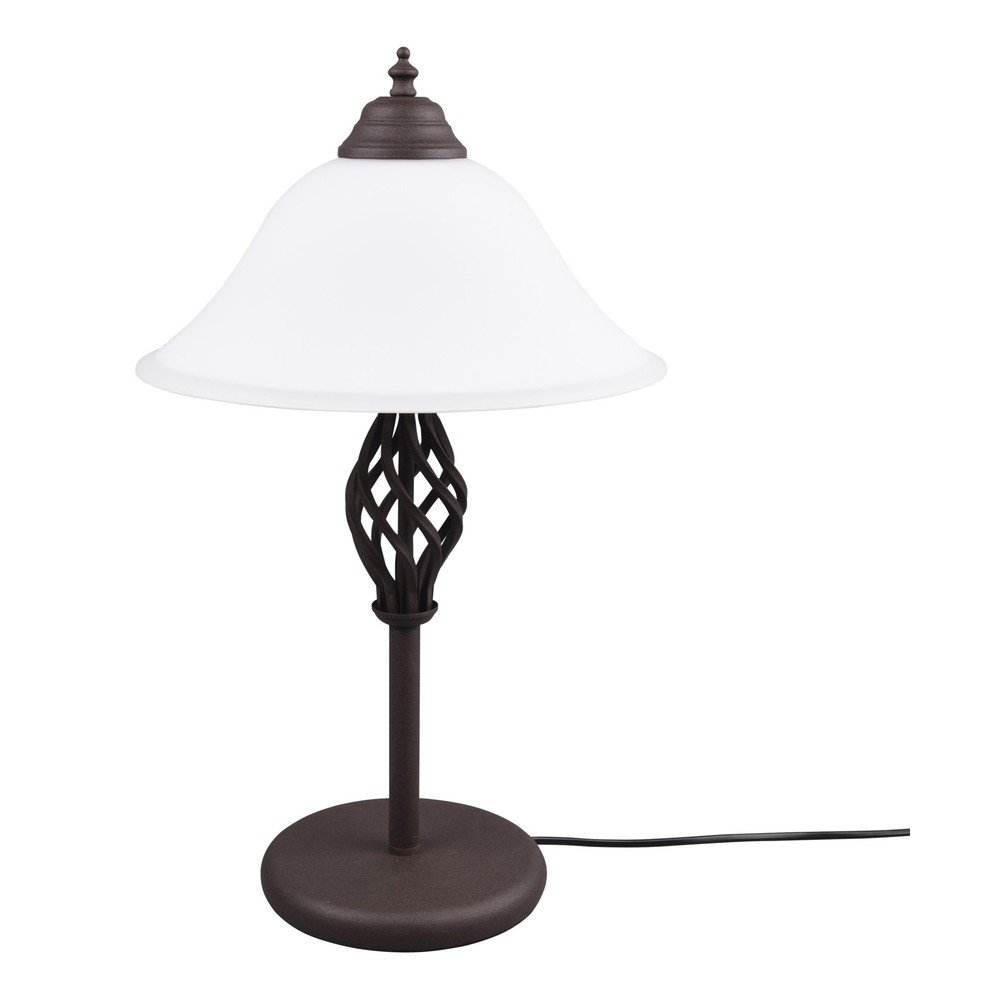 E-shop Tmavohnedá stolová lampa so skleneným tienidlom (výška 50 cm) Rustica – Trio