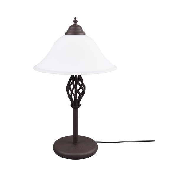 Tmavohnedá stolová lampa so skleneným tienidlom (výška  50 cm) Rustica – Trio