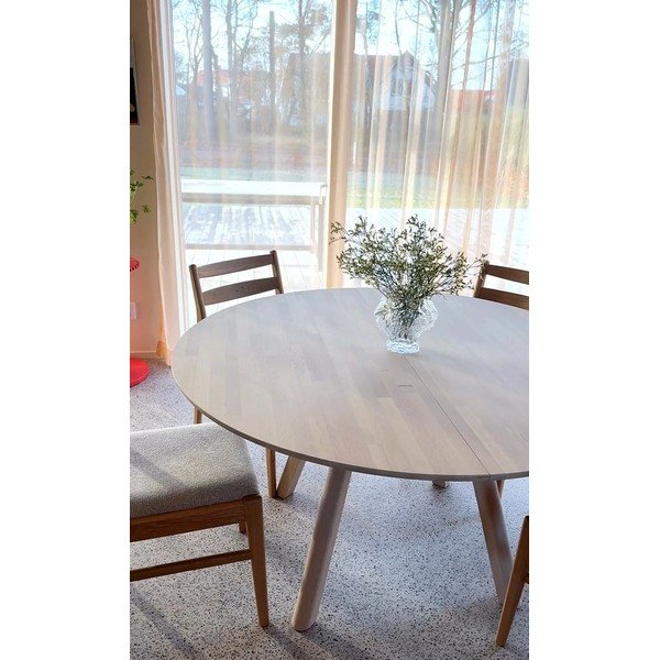 Okrúhly rozkladací jedálenský stôl z dubového dreva ø 140 cm Clapperton – Rowico-image-3