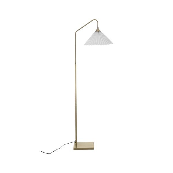 Krémovobiela/v mosadznej farbe látková stojacia lampa s ohýbateľnou konštrukciou (výška  155 cm) Kate – Ellos Home-image-3